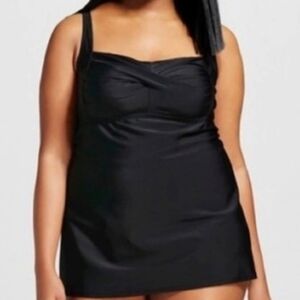 Target Ava & Viv Black Twist One-Piece Modest Swimsuit Swim Dress 20W
